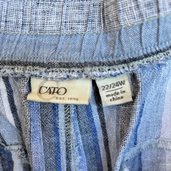 Cato Women’s Plus 22/24W Striped Linen Blend Cropped Pants - Picture 7 of 8
